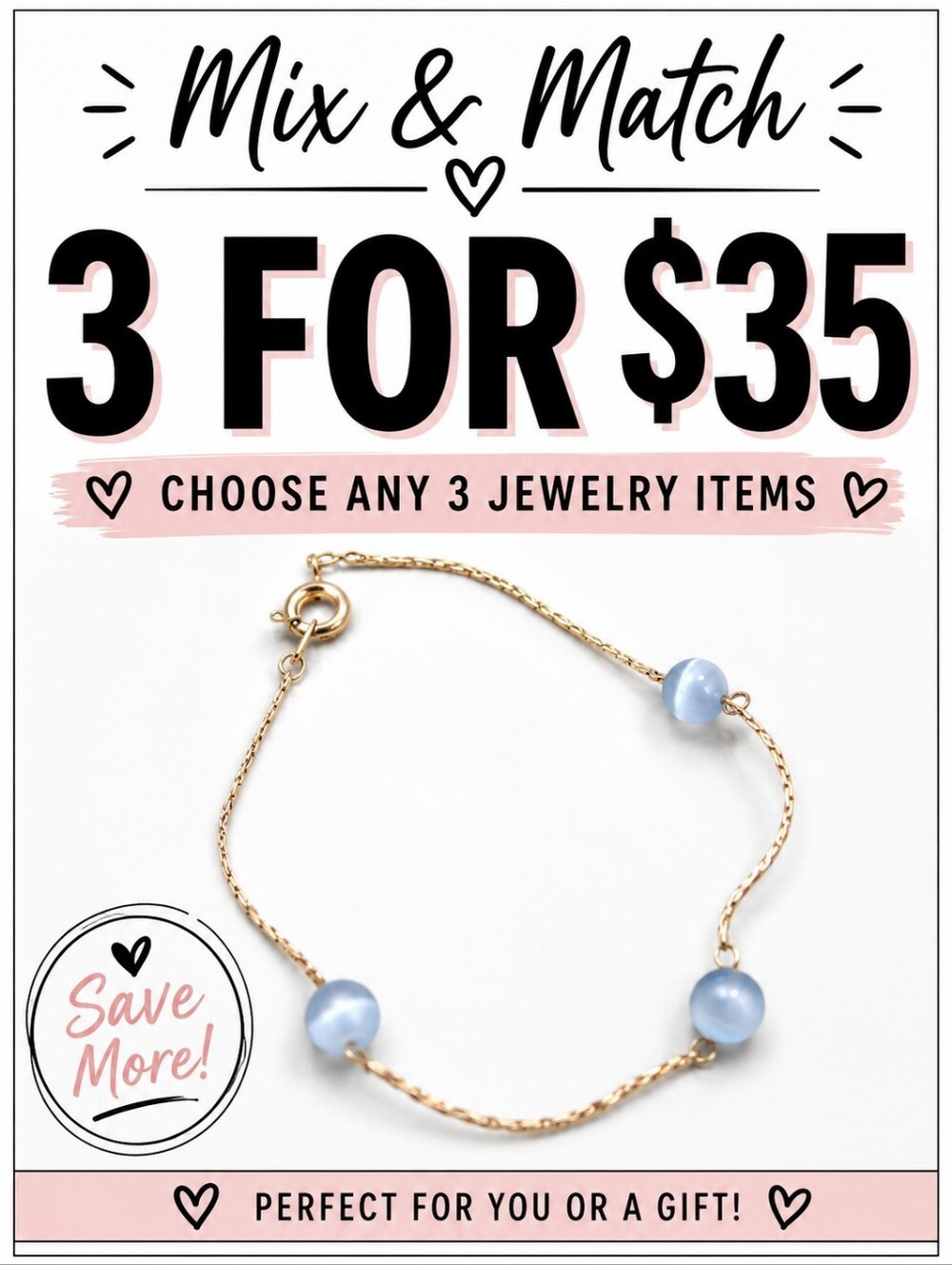 Blue Beaded Bracelet Gold Tone Chain Dainty Minimalist Fashion Jewelry Gift